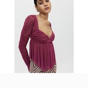 Urban Outfitters wine red rouged long sleeved Baby Doll Soze M